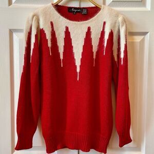 Angenie Red Knit Sweater Vintage Size Medium
